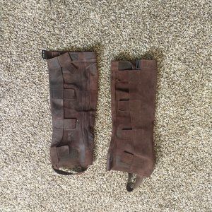 Half-Chaps for Horseback Riding, Genuine Leather, Brown, Size S